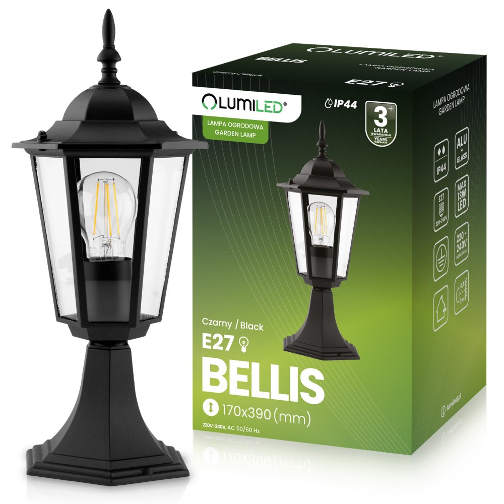 E-shop Vonkajšia záhradná lampa E27 LANDSCAPE 40cm čierna BELLIS LUMILED
