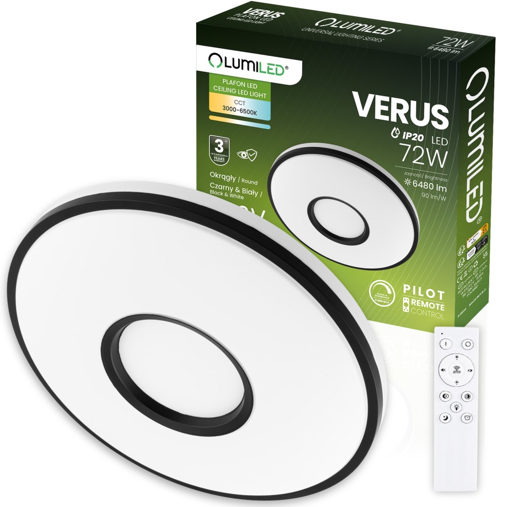 E-shop LED povrchová svietidlo VERUS 72W CCT biely okrúhly 50cm + LUMILED PILOT