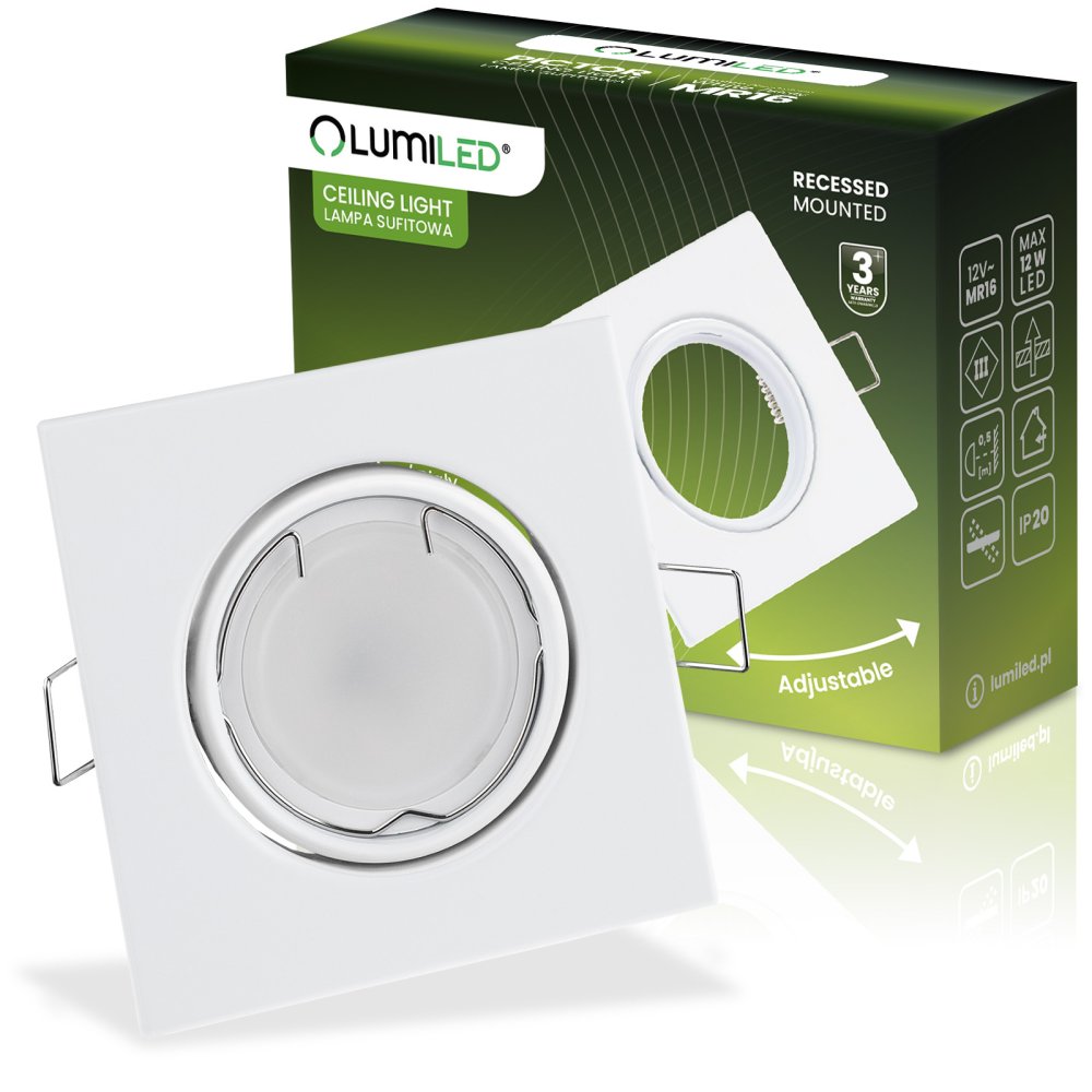 E-shop Svietidlo HALOGEN na zapustenú montáž Pohyblivé štvorcové svietidlo PICTOR White Sheet MR16 GU10