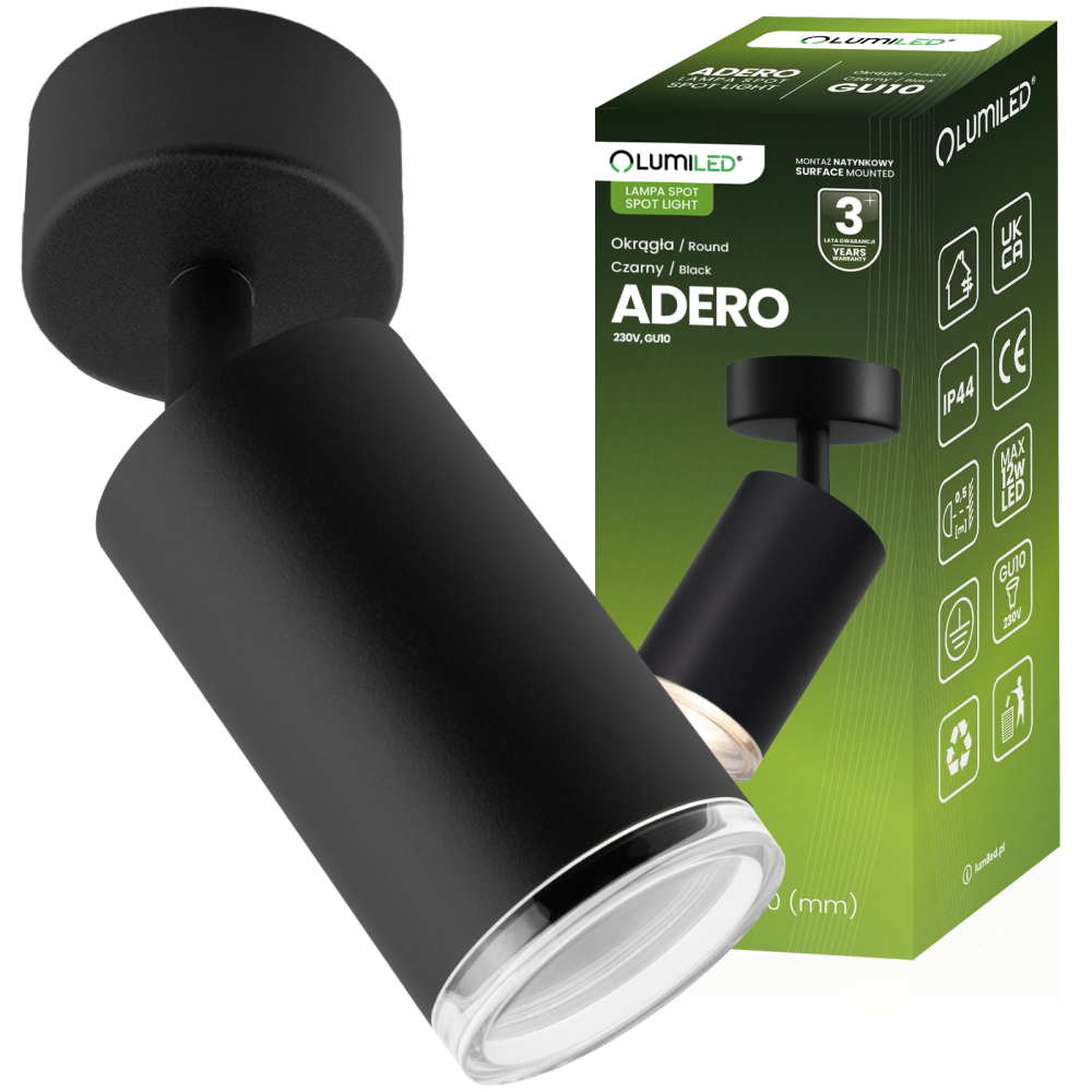 E-shop Nástenné svietidlo LED Spot GU10 IP44 ADERO Black Lumiled Wall lamp