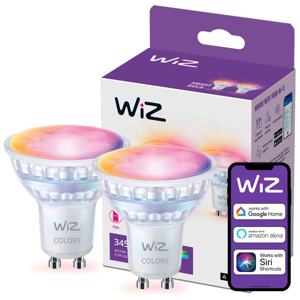 2x LED GU10 Reflector PAR16 4,7W = 50W 345lm 2200-6500K RGB + TW Smart SMART WiFi Bluetooth App WiZ