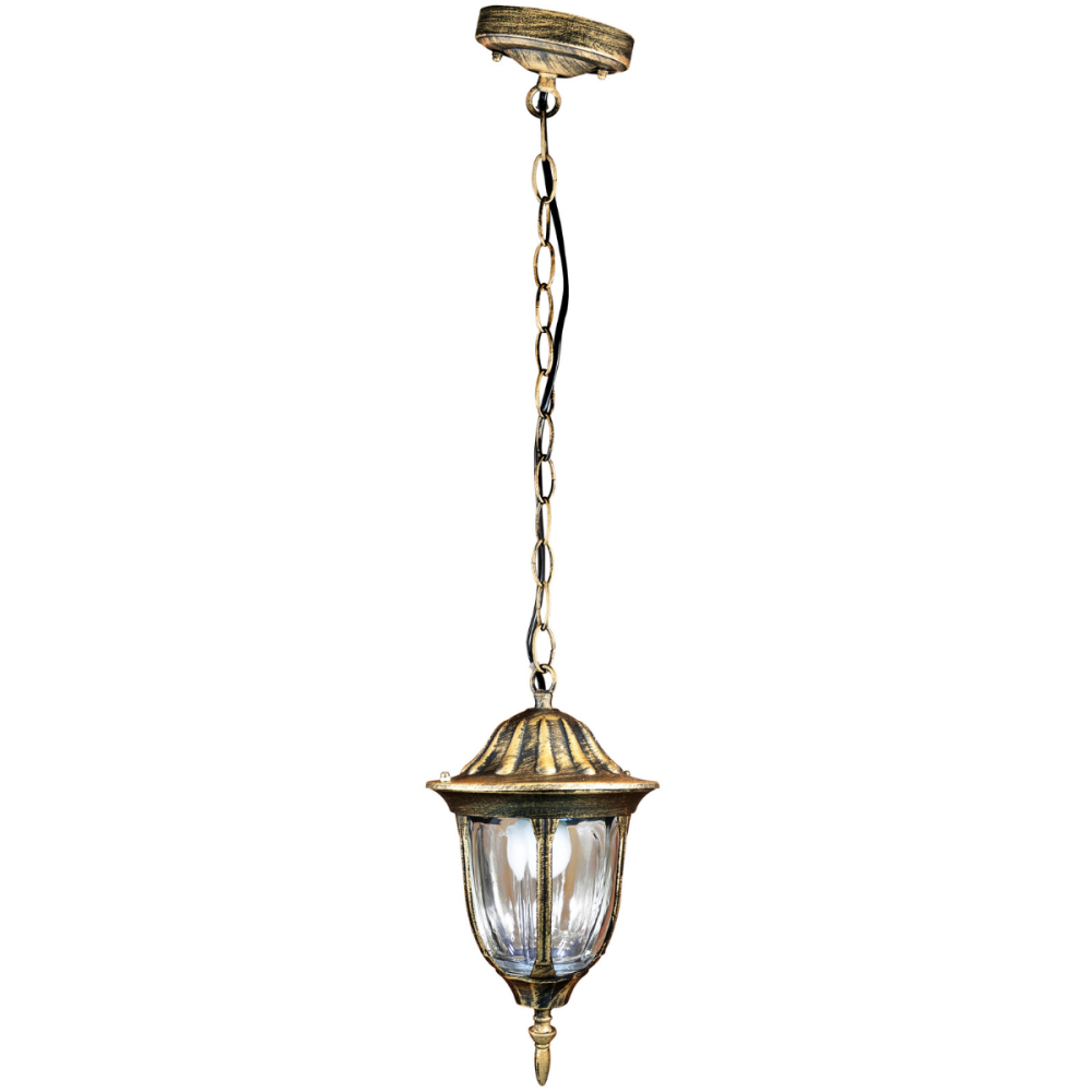 E-shop Závesné záhradné svietidlo FLORENCE 1xE27 IP43 GOLDLUX (Polux) PATINUM