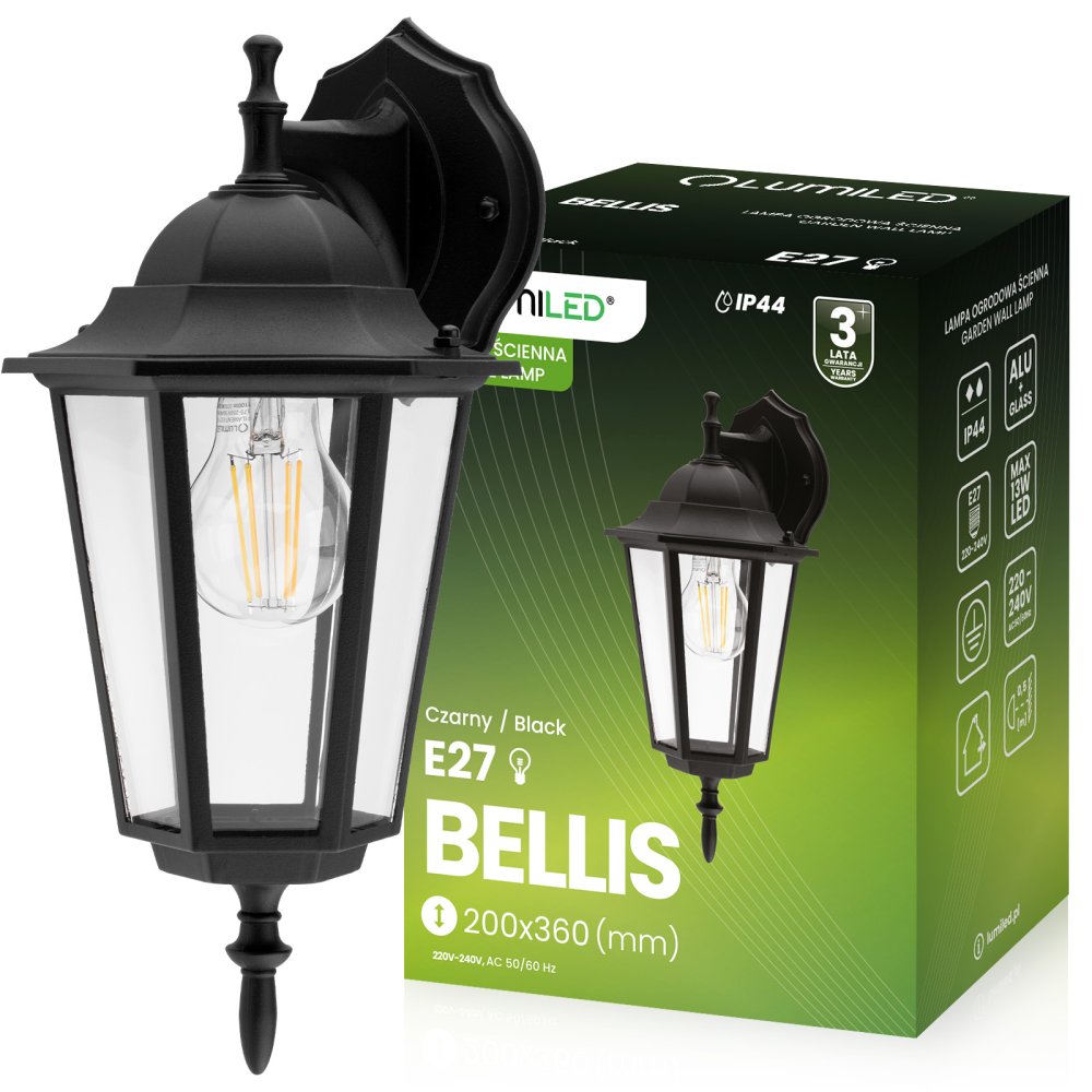E-shop Záhradné vonkajšie svietidlo E27 čierne BELLIS LUMILED