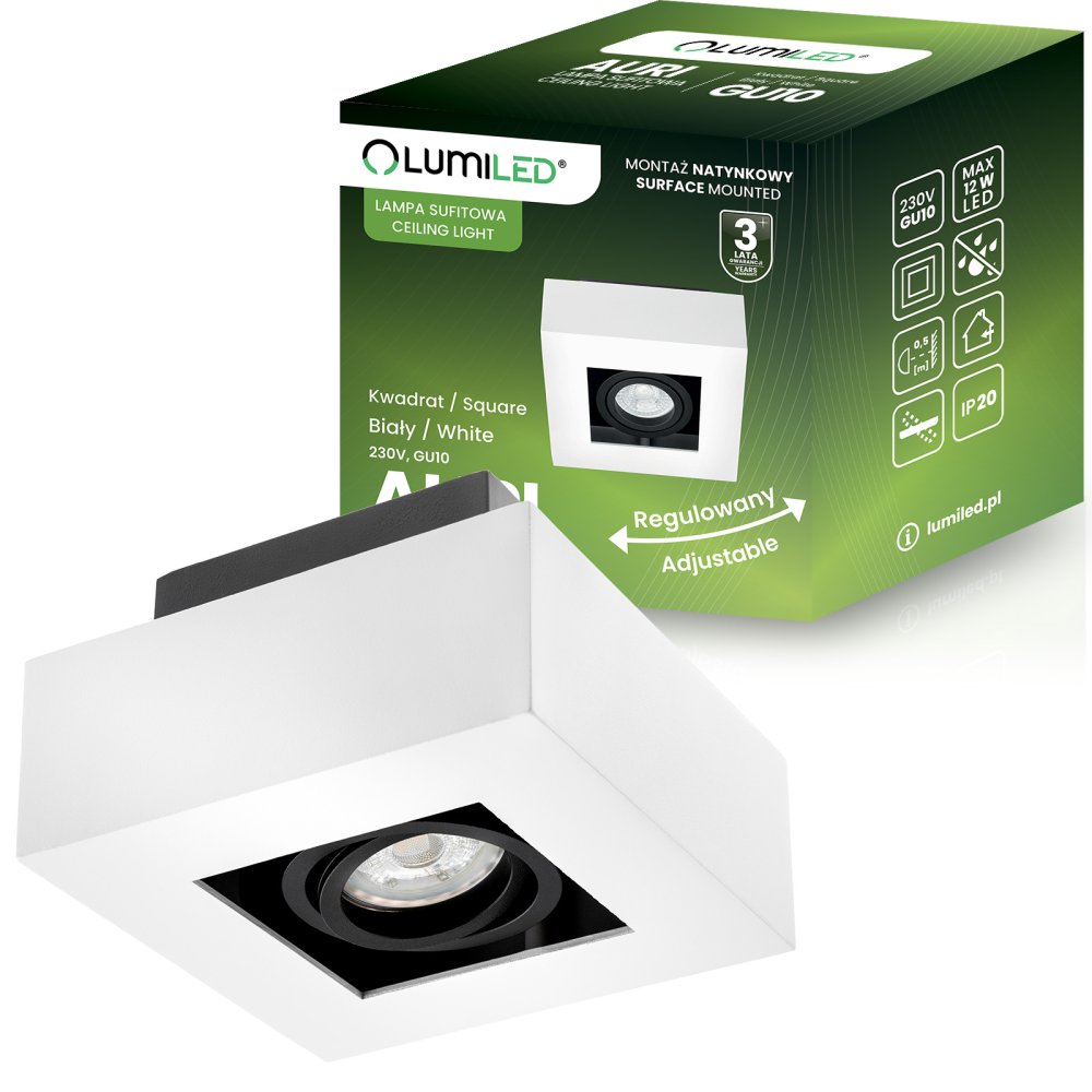 E-shop Povrchová montáž HALOGEN Movable SPOT GU10 Square White AURI LUMILED