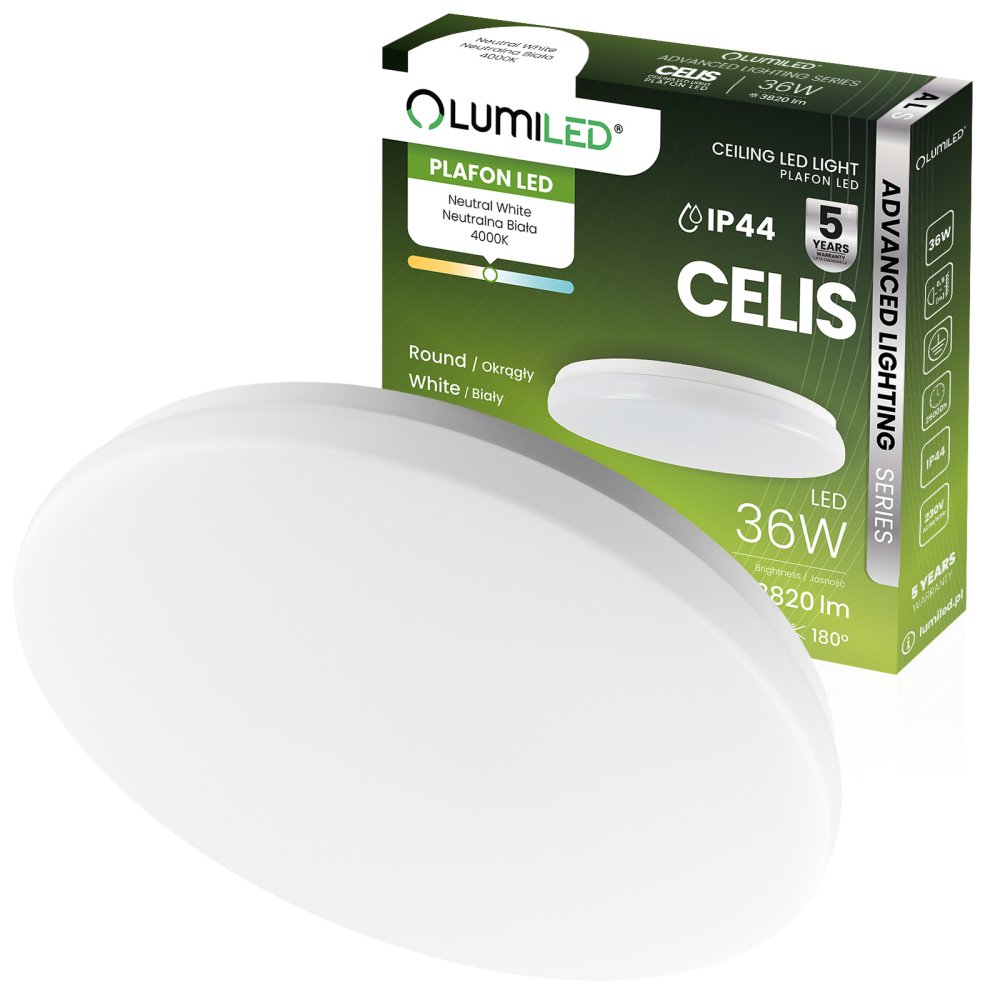 E-shop LED stropný plafón s povrchovou montážou 36W 4000K CELIS Round IP44 ALS LUMILED
