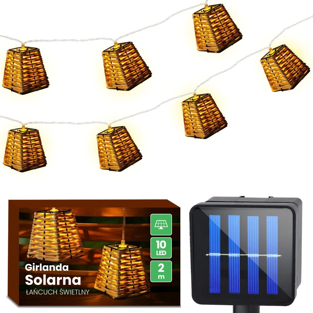 Solárne záhradné svietidlá Girland 10x LED Basket 2m