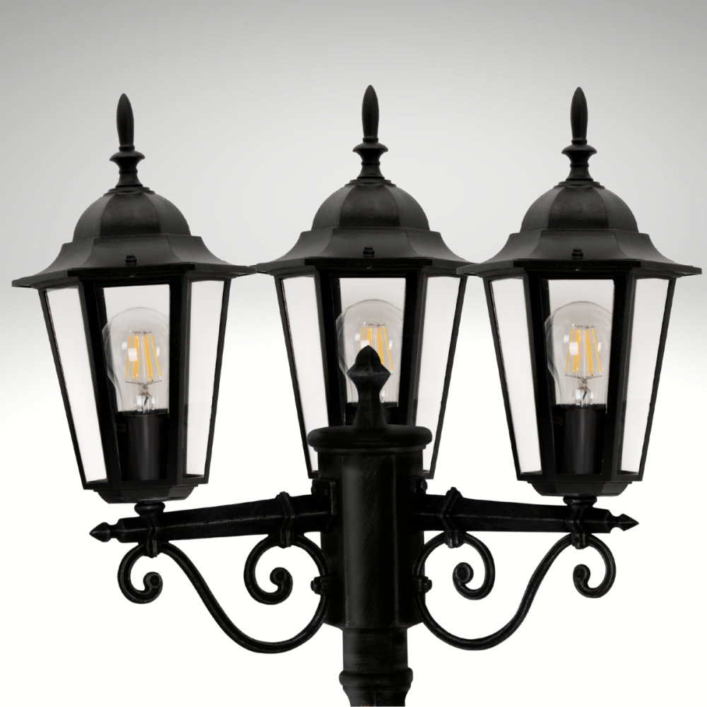 Záhradná lampa LIGURIA GOLDLUX (Polux) 3X E27 čierna 2,5 m