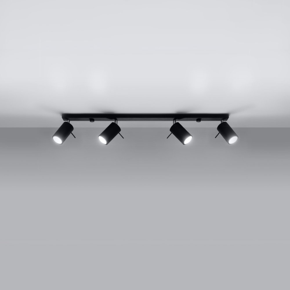 E-shop Svietidlo na povrchovú montáž RING 4L 4xGU10 Reflektor Halogén Pohyblivé Minimalistické čierne SOLLUX