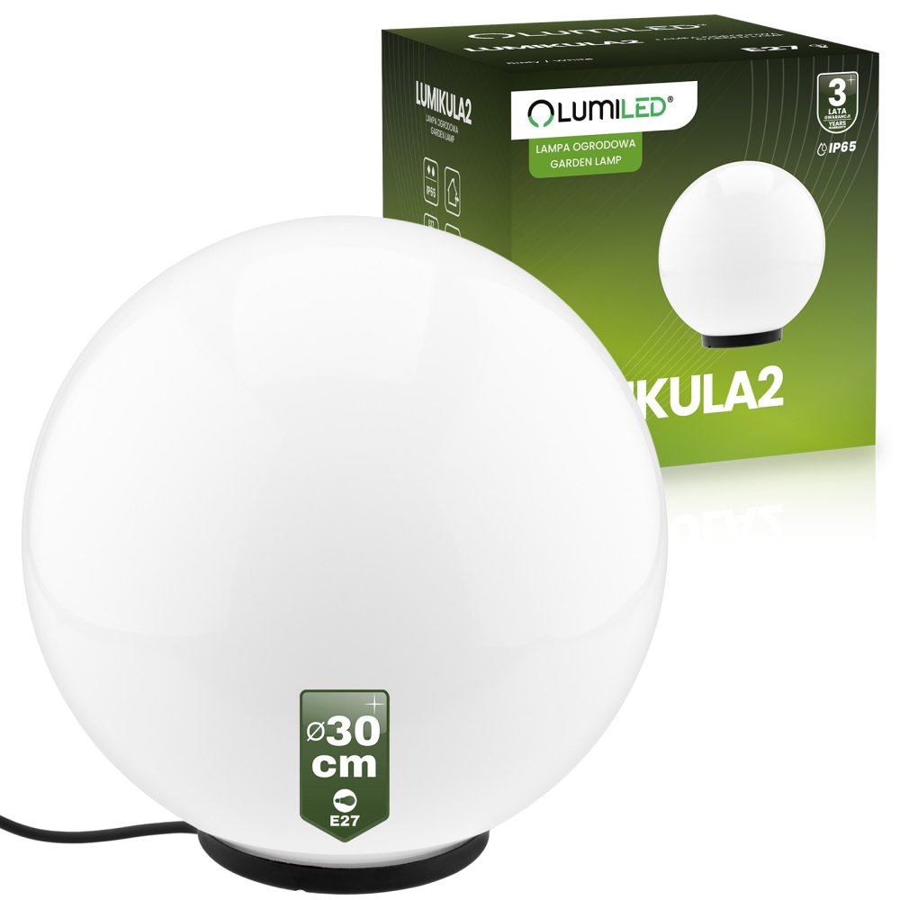 E-shop LED 30CM E27 IP65 LUMIKULA2 LUMILED vonkajšie guľové záhradné svietidlo