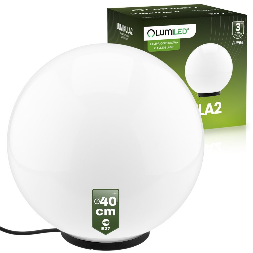 E-shop LED 40CM E27 IP65 LUMIKULA2 LUMILED vonkajšie guľové záhradné svietidlo