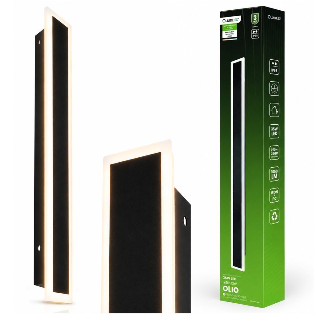 Záhradná lampa LED povrchová OLIO nástenné svietidlo fasádne nástenné 35W 4000K 150cm IP65 LUMILED