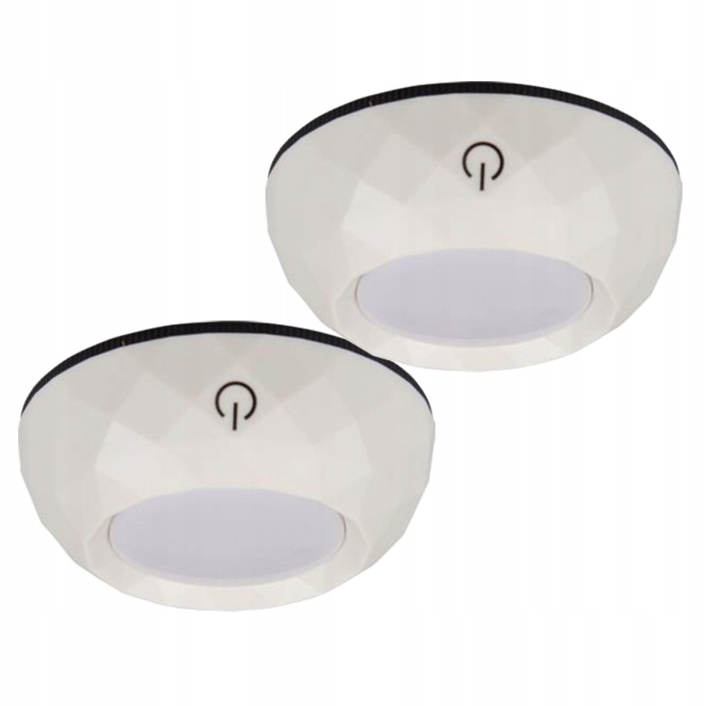 2x LED kruhové samolepiace kruhové svetlo pod skrinku s batériou 4000K 3xAA biela