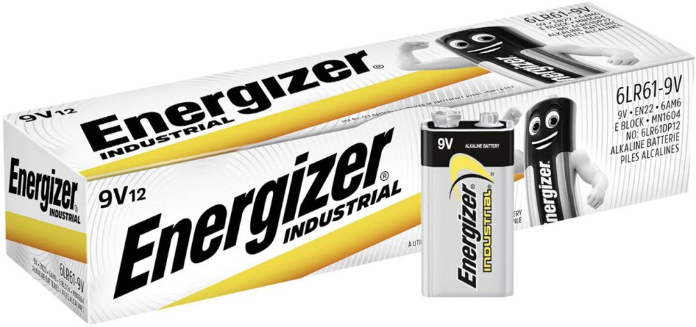 Alkalické batérie ENERGIZER Industrial R9 6LR61 6F22 9V 12ks.