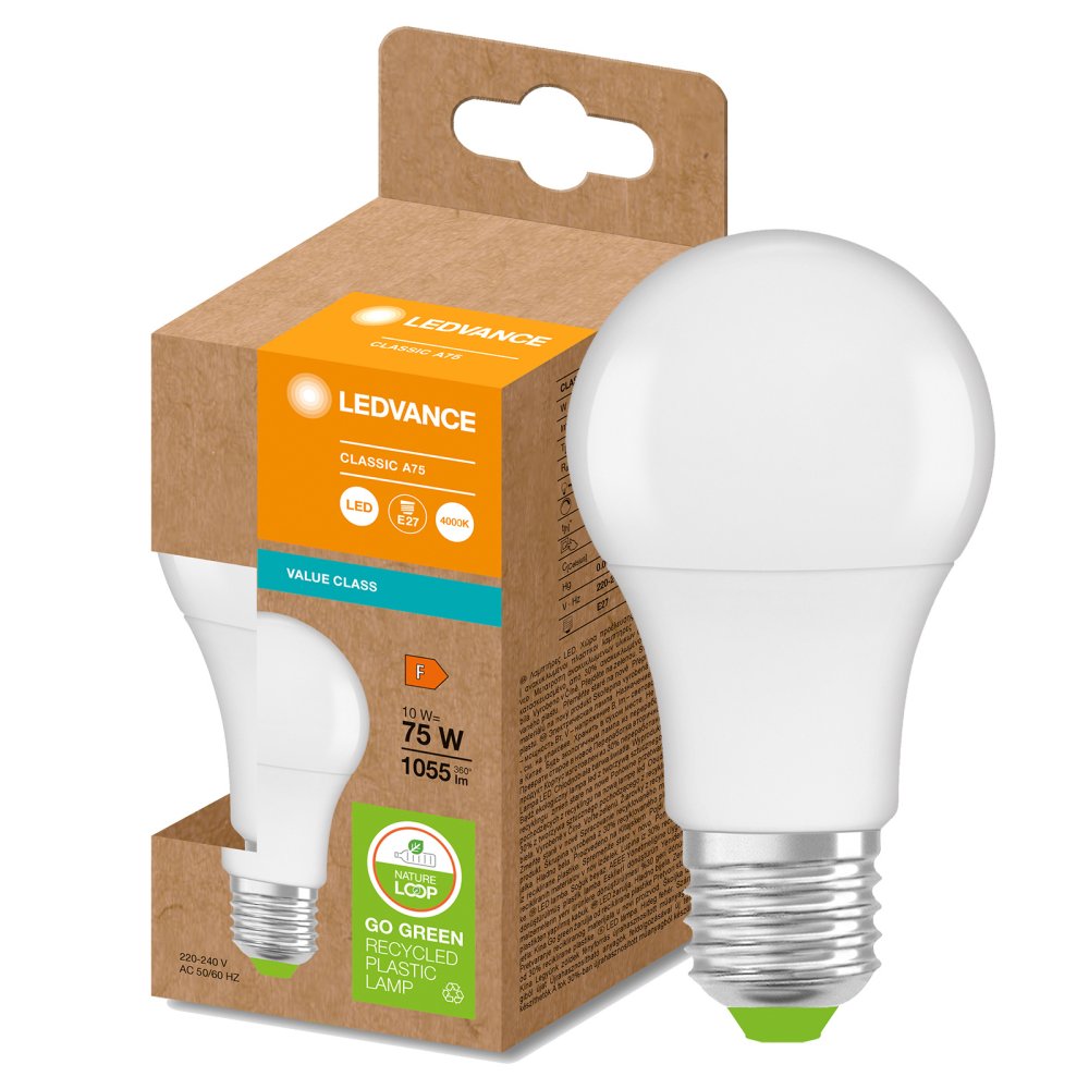 LED žiarovka PCR E27 A60 10W = 75W 1055lm 4000K 200° Eco Recycling Neutral LEDVANCE