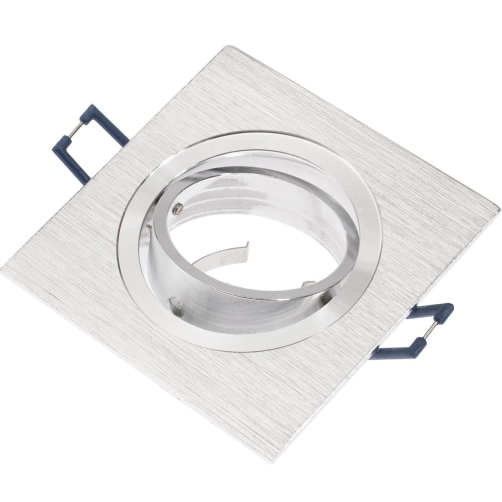 Svietidlo HALOGEN na zapustenú montáž Pohyblivé štvorcové svietidlo Silver Brushed GU10