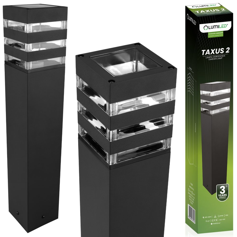 Záhradný vonkajší stojaci LED stĺp E27 12W TAXUS 2 50cm LUMILED