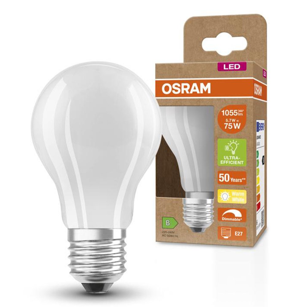 LED žiarovka A60 E27 5,7W = 75W 1055lm 2700K Warm 300° Dimmable CLASSIC Osram