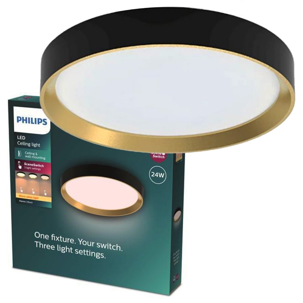 LED povrchové svietidlo 24W 2700lm 2700K SceneSwitch Black Hanno Philips