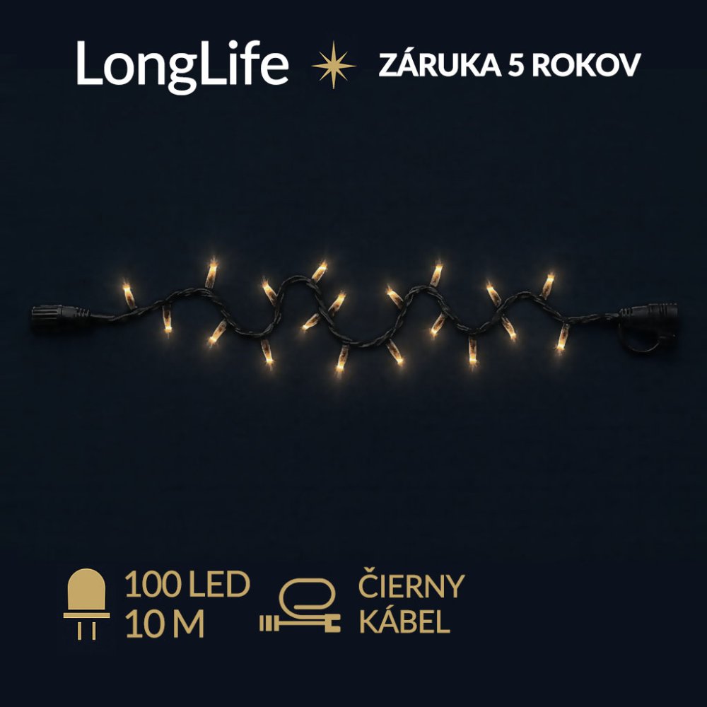 LongLife spojovateľná led svetelná reťaz vonkajšia - 100led - 10m teplá biela