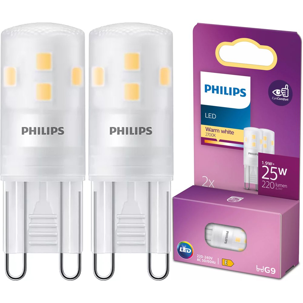 2x LED žiarovka G9 Capsule 1,9W = 25W 220lm 2700K Warm 320° Philips