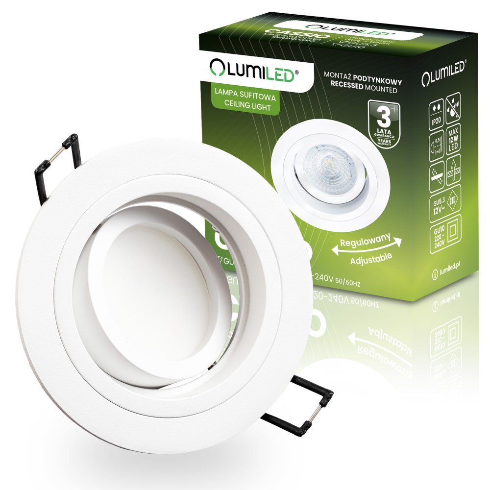 E-shop Svietidlo HALOGEN GU10 MR16 Round white CASSIO LUMILED na zapustenú montáž