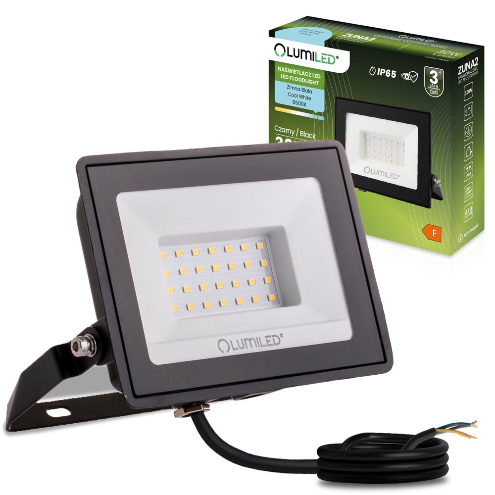 E-shop LED reflektor ZUNA2 30W 2700lm 6500K IP65 Black LUMILED