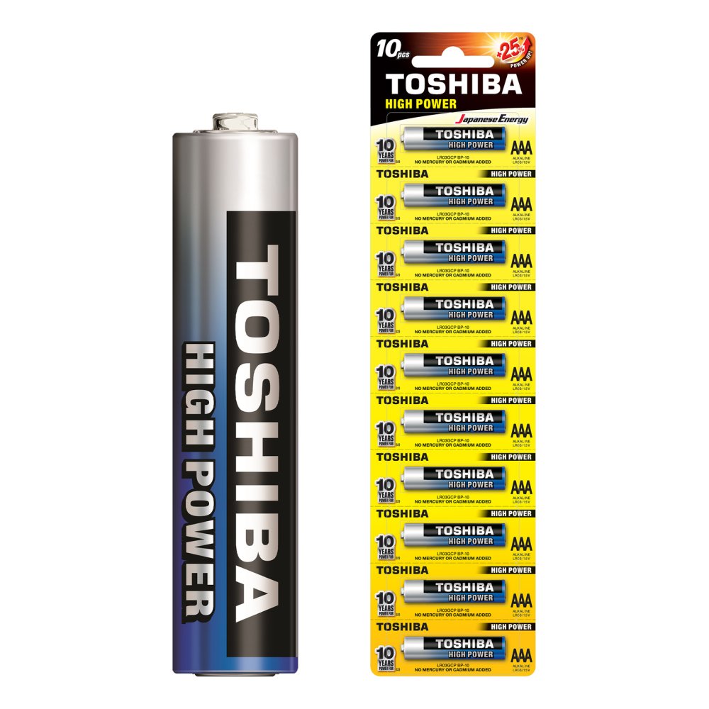 Alkalické batérie TOSHIBA HIGH POWER LR03 AAA 1,5 V STICKER 10 ks
