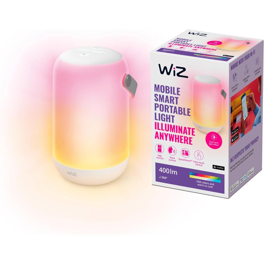 Stolná LED nočná lampa 13,5W 400lm 2200-6500K RGB + TW 19,3cm Smart SMART WiFi Bluetooth App Mobile WiZ