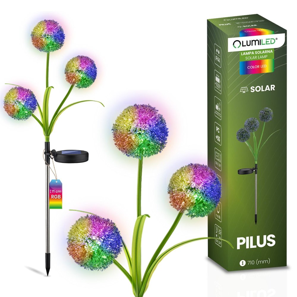 Solárna záhradná lampa LED PILUS RGB Riadená dekoratívna kvetina Cesnak LUMILED
