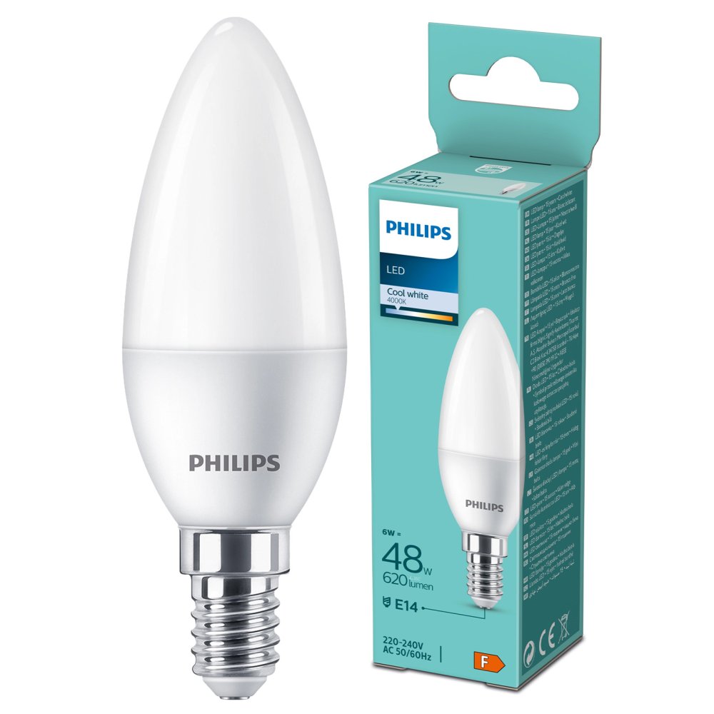 LED žiarovka E14 Candle B35 6W = 48W 620lm 4000K Neutral Essential Philips