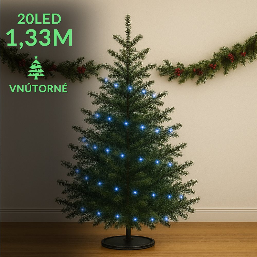 Vianočná led svetelná reťaz vnútorná - 20led - 1,33m modrá