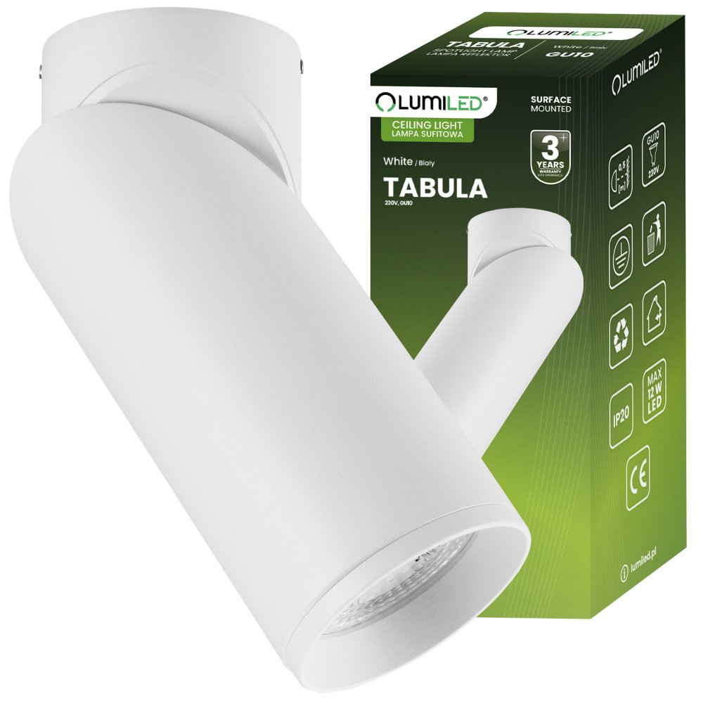 E-shop Stropná lampa spot tuba reflektor halogénové svietidlo 1x GU10 TABULA LUMILED