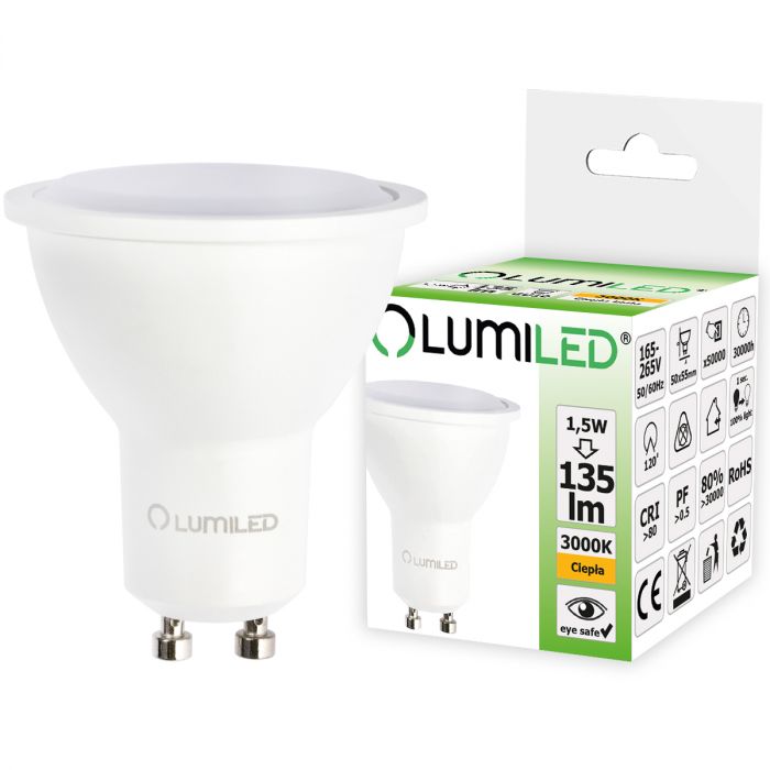 LED žiarovka GU10 1,5W = 15W 135lm 3000K Teplá 120°