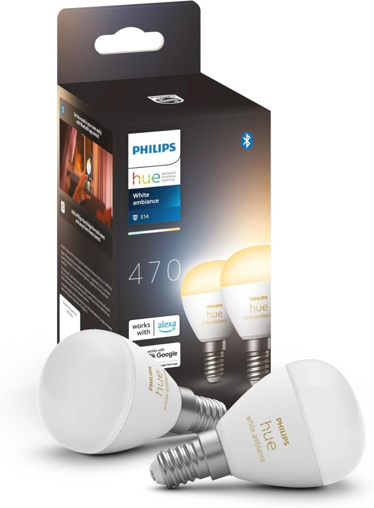 2x LED žiarovka E14 Ball P45 5,1W = 40W 470lm 2200-6500K CCT SMART Smart Bluetooth ZigBee White Ambiance Philips HUE