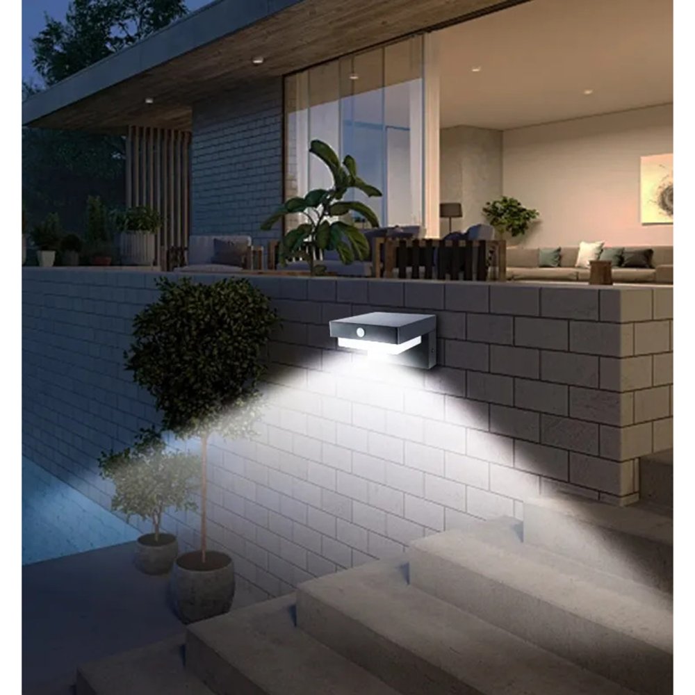 E-shop Nástenná solárna vonkajšia lampa 4,5W 400lm 4000K Neutral Black IP44 Mali Sanico Goldlux
