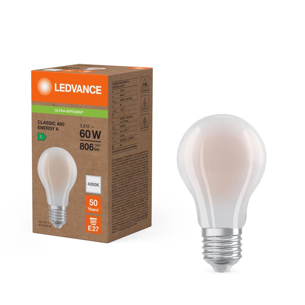 LED žiarovka E27 A60 3,8W = 60W 806lm 4000K Neutral 320° Ledvance