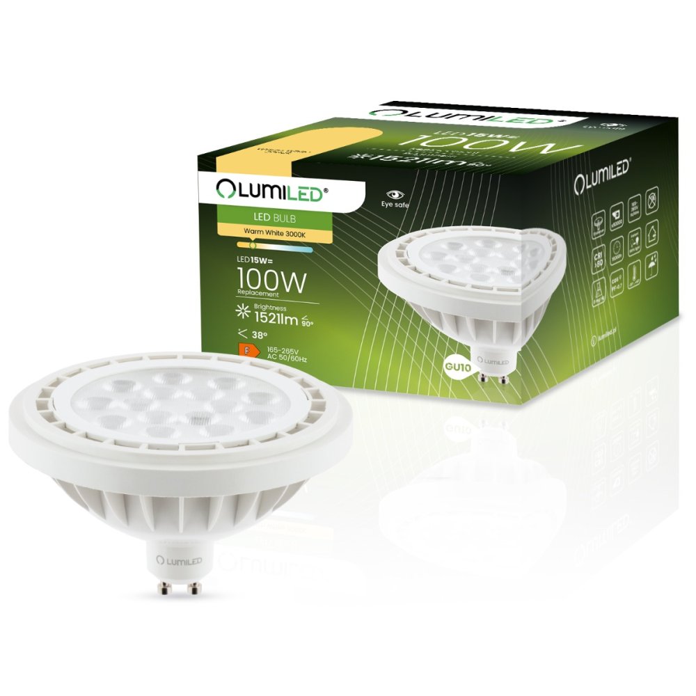 LED žiarovka GU10 ES111 15W = 100W 1521lm 3000K Warm 38° LUMILED