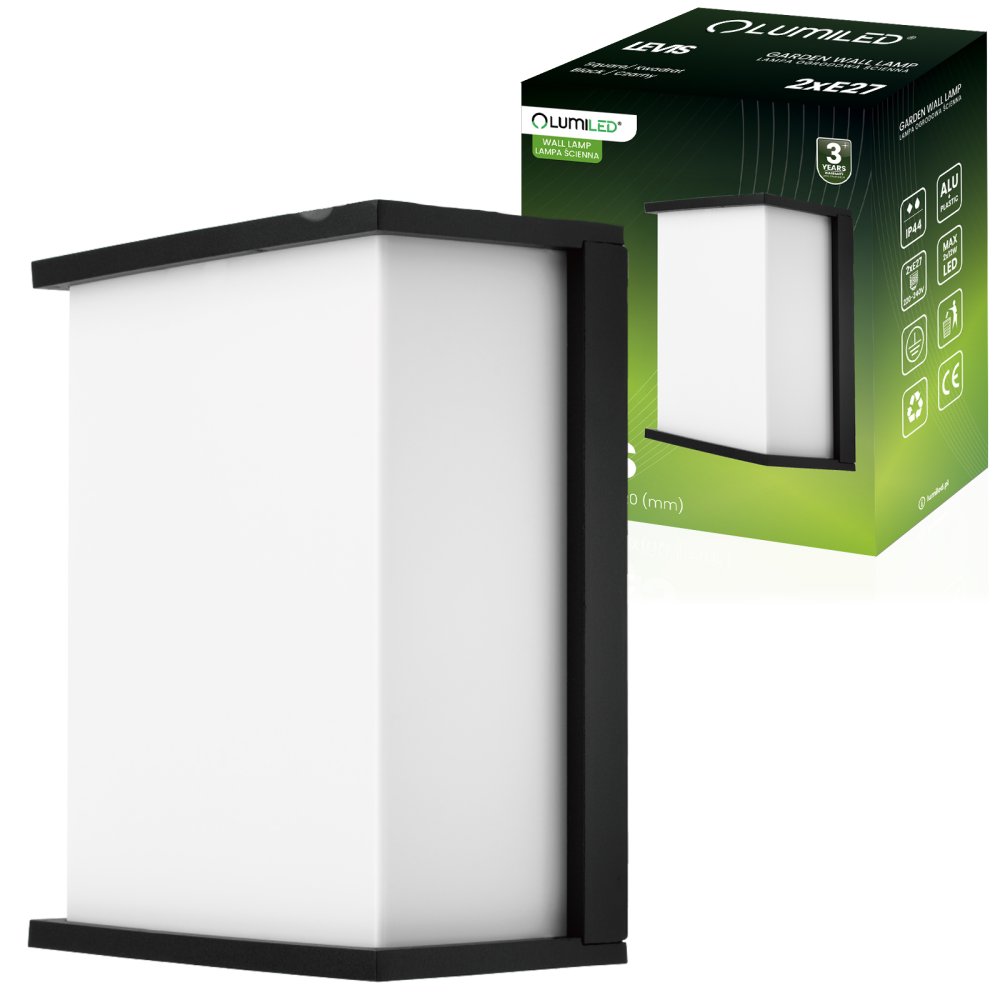 E-shop Záhradné nástenné svietidlo 2x E27 obdĺžnikové LEVIS LUMILED