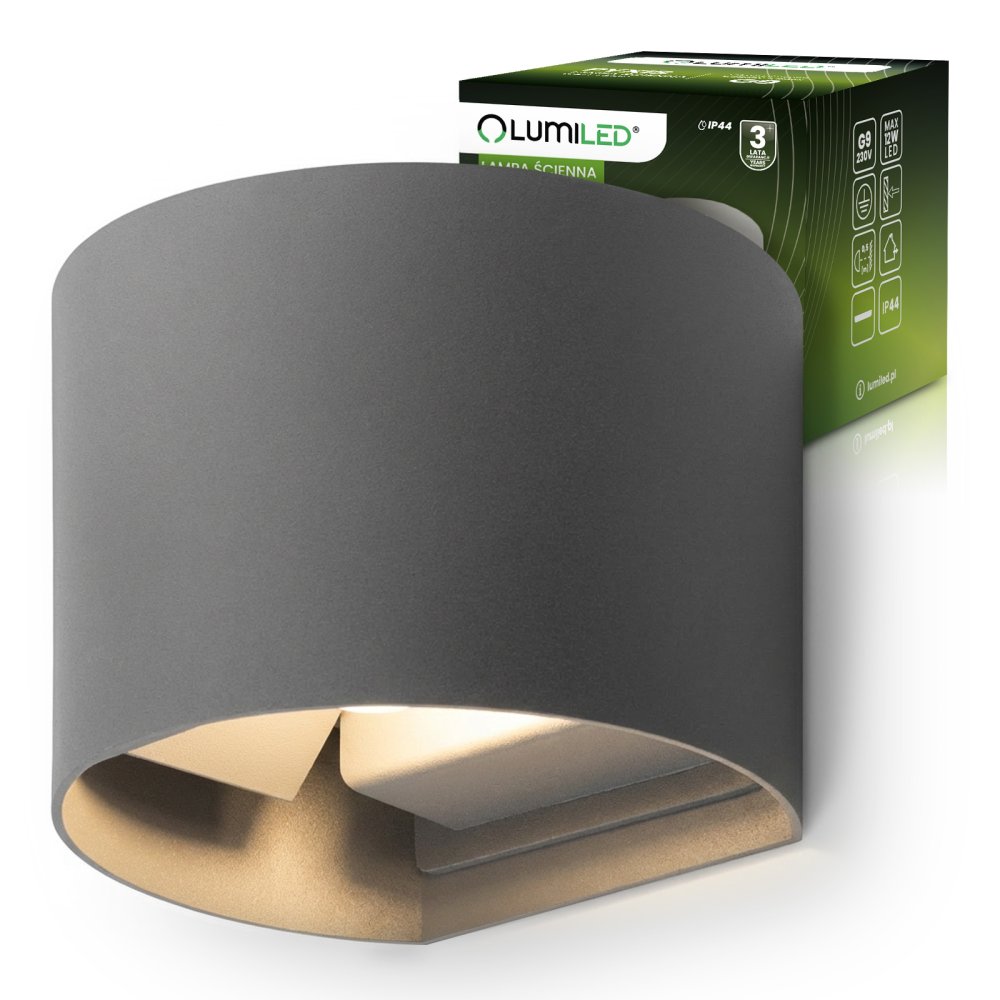 E-shop Záhradné nástenné svietidlo LED G9 nastaviteľné okrúhle hore dole grafitové PYXIS LUMILED
