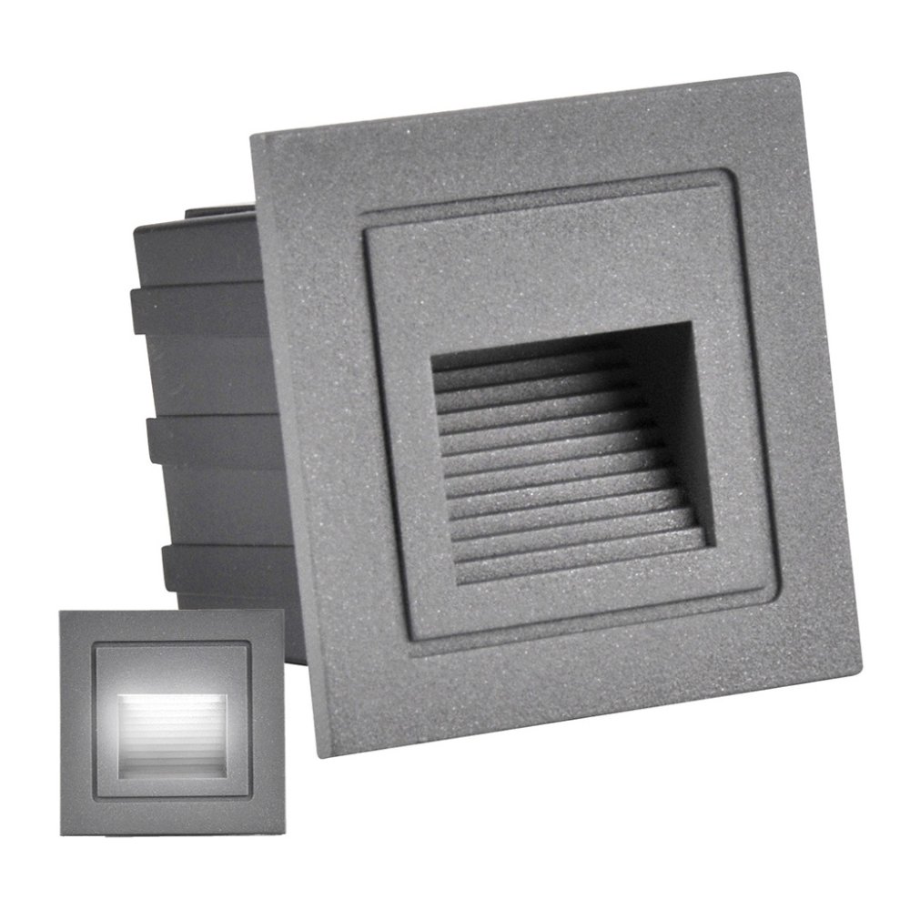 LED záhradné zapustené svetlo na schody 3W 20lm IP44 4000K sivá Q6 GOLDLUX (Polux)