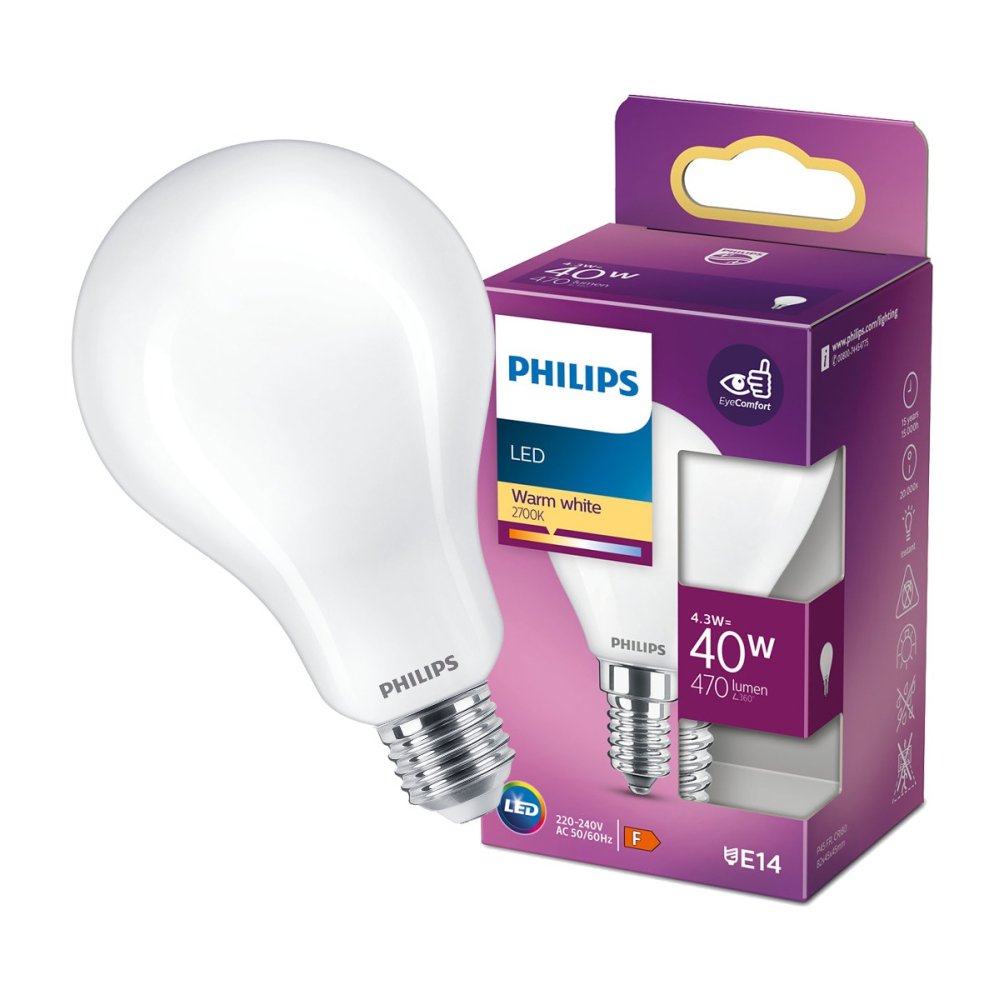 LED žiarovka E14 Žiarovka 4,3W = 40W 470lm 2700K Teplá PHILIPS