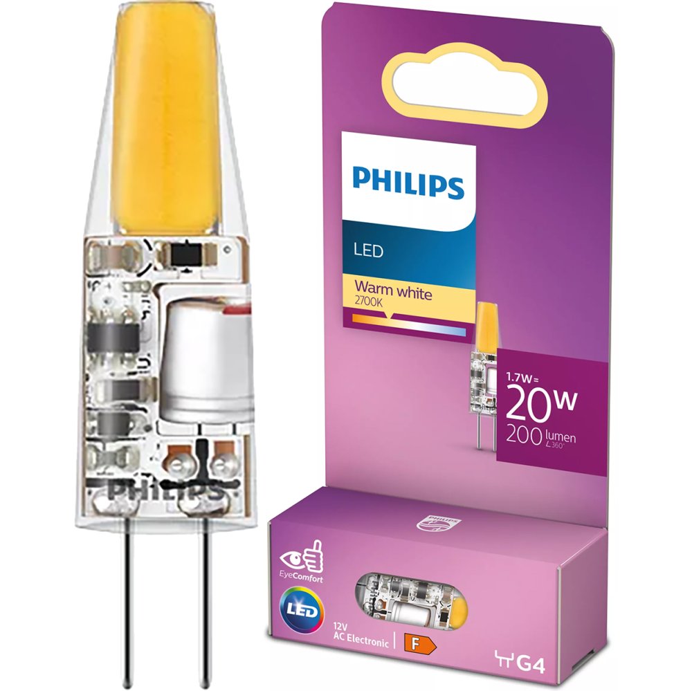 LED žiarovka G4 Capsule 1,7W = 20W 200lm 2700K Warm 12V Philips