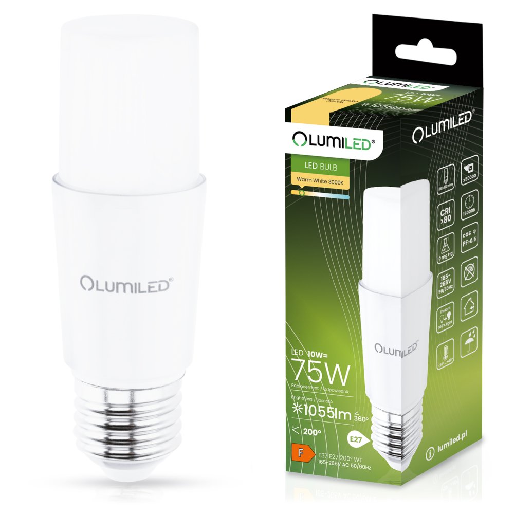 E-shop LED žiarovka E27 10W = 75W 1055lm 3000K Warm Lumiled Stick