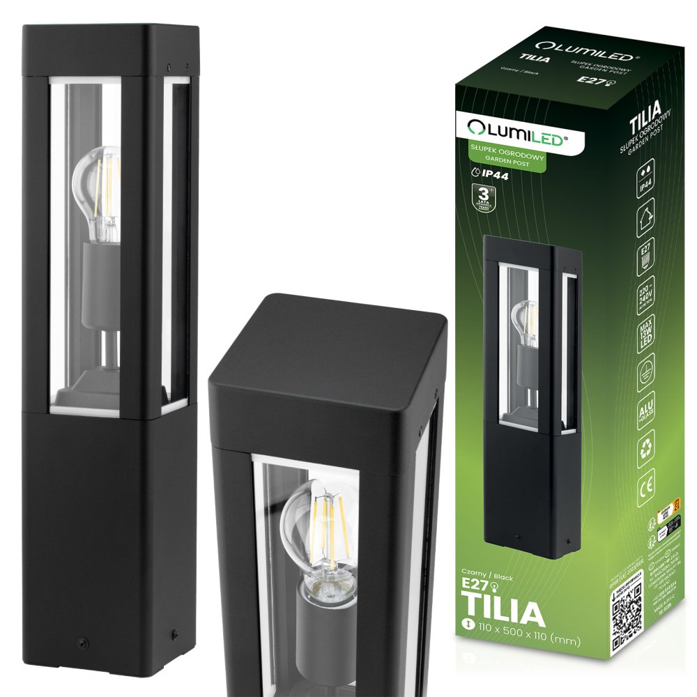 E-shop Vonkajšia záhradná lampa E27 PILLAR 50cm TILIA LUMILED