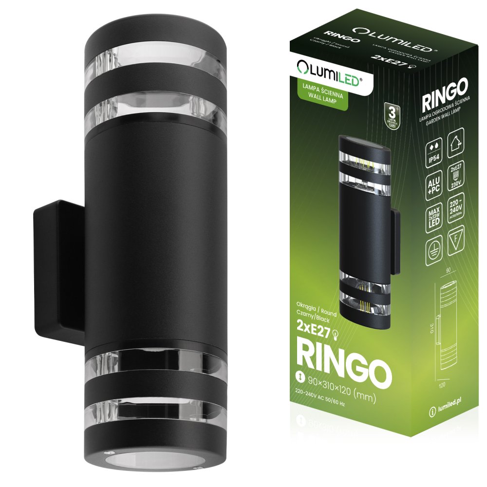 E-shop Záhradné nástenné svietidlo 2x E27 12W LED Upstairs Downstairs RINGO LUMILED