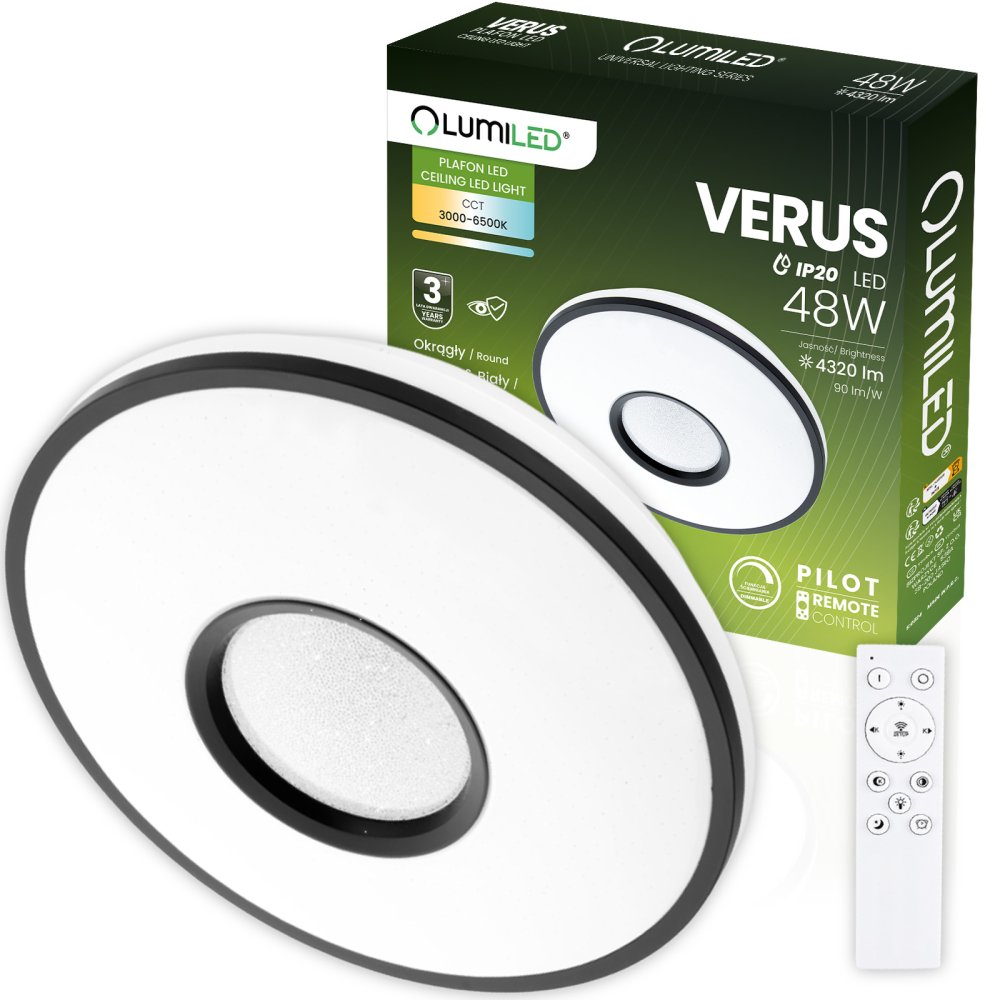 E-shop LED povrchové svietidlo VERUS 48W CCT biely okrúhly 40cm + LUMILED PILOT