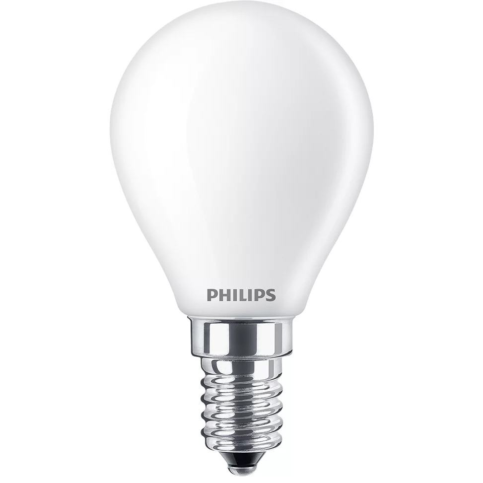 E-shop LED žiarovka guľová E14 P45 3,4W = 40W 470lm 2700 teplé vlákno Mlieko PHILIPS stmievateľné