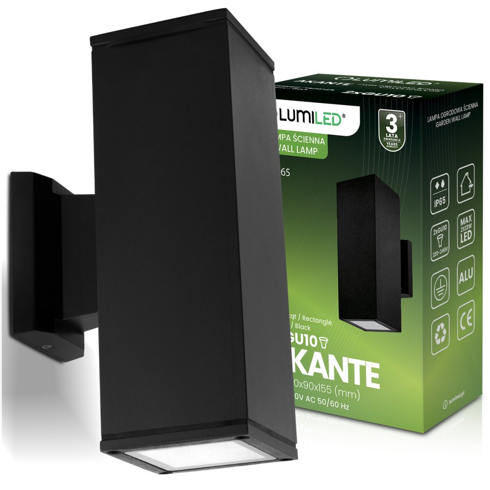 E-shop Vonkajšie záhradné nástenné svietidlo GU10 LED IP65 AKANTE LUMILED