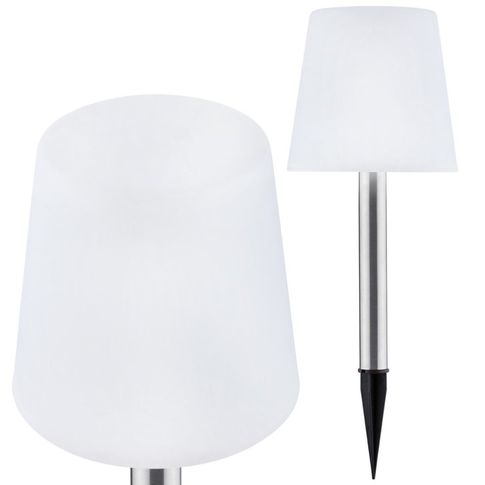 Záhradná lampa LED so solárnym pohonom biela/chróm matná 41cm 4000K RUMBA GOLDLUX (Polux)