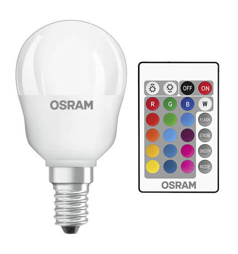 LED žiarovka E14 P45 4,5W = 25W 250lm RGBW 200° OSRAM Star + PILOT